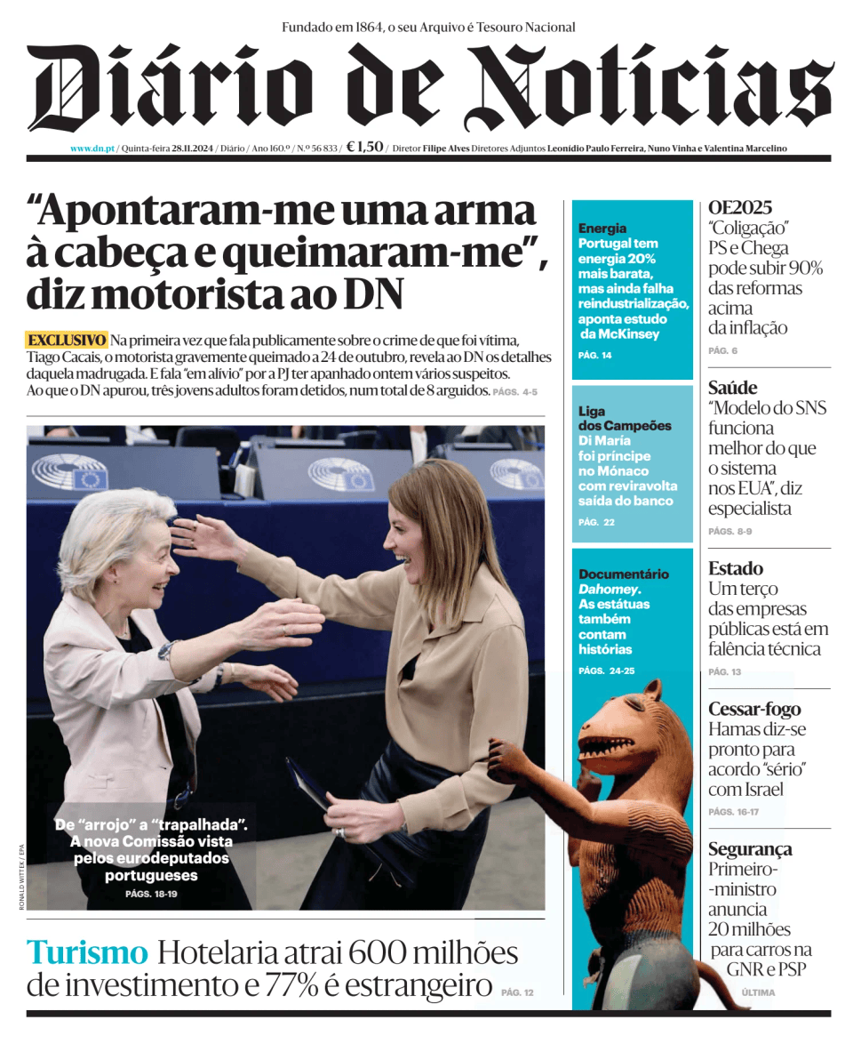 Prima-pagina-Diario de Noticias-edizione-di-oggi-20241128